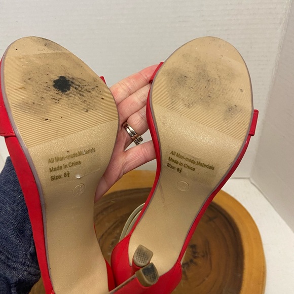 Glaze Ankle strap Red Stiletto Heels - Picture 8 of 12